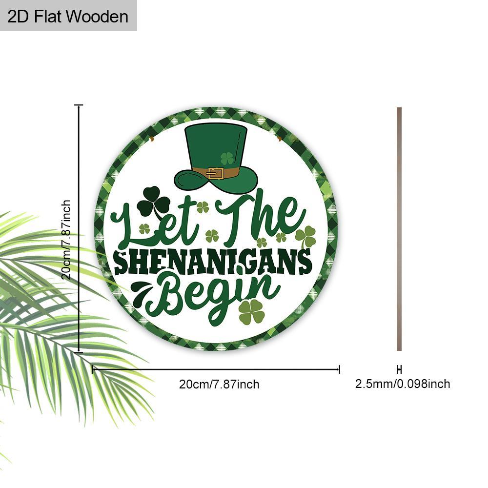 St. Patrick's Day Wooden Hanging Sign, 1 Count Lucky Decoration, Creative Clover Wall Sign for Front Door, Porch, Home, Office