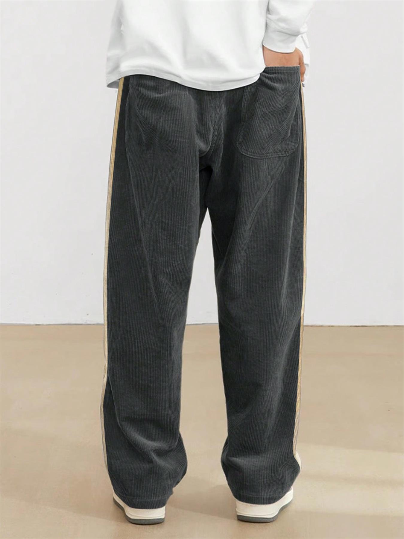 Men's Corduroy Pants, Loose Casual Comfy Elastic Trousers for Daily Wear, Men's Bottoms for All Seasons