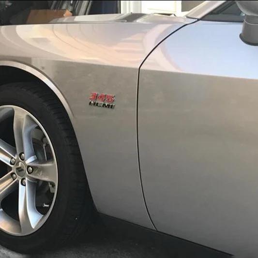 2-Piece Car Side Emblem Sticker Set, 345 Decals, Compatible with Dodge Challenger, Charger, and RAM 1500 (Black/Red)