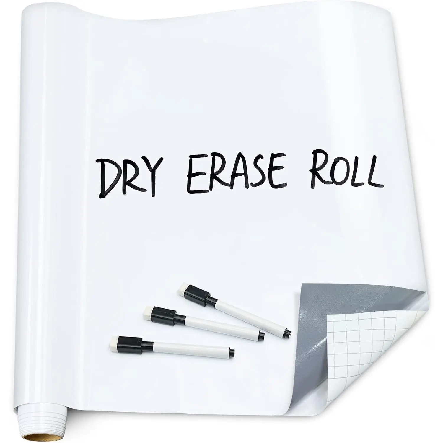 White Board Dry Erase-Whiteboard Wall Sticker Roll 17.3''X78.7''-Self Adhesive Dry Erase Paper for Desk/Glass/Fridge/Office/Door/Classroom//Adults-3 Markers-White