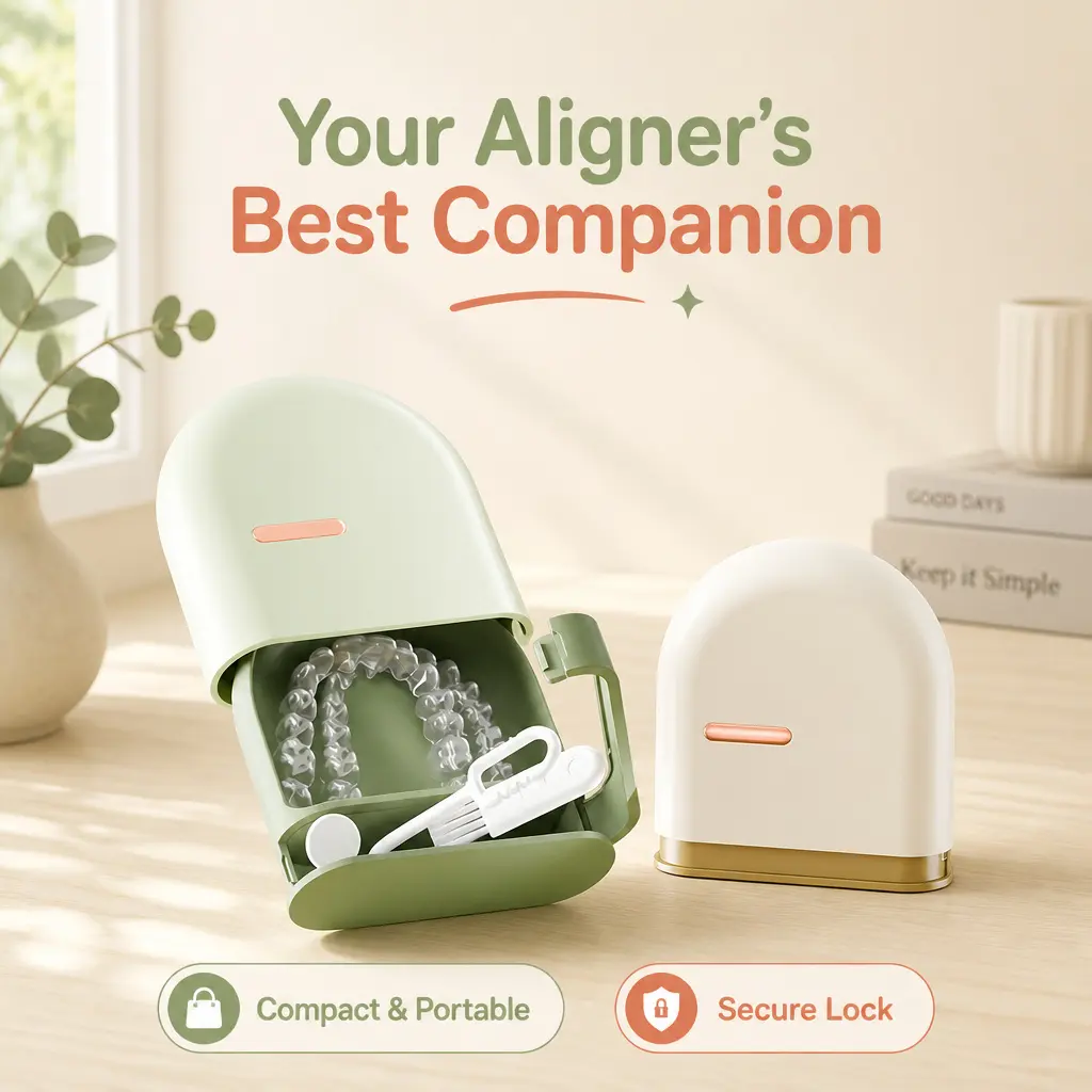 Portable Orthodontic Retainer Case For Carrying Adult Dentures And Teeth Aligners