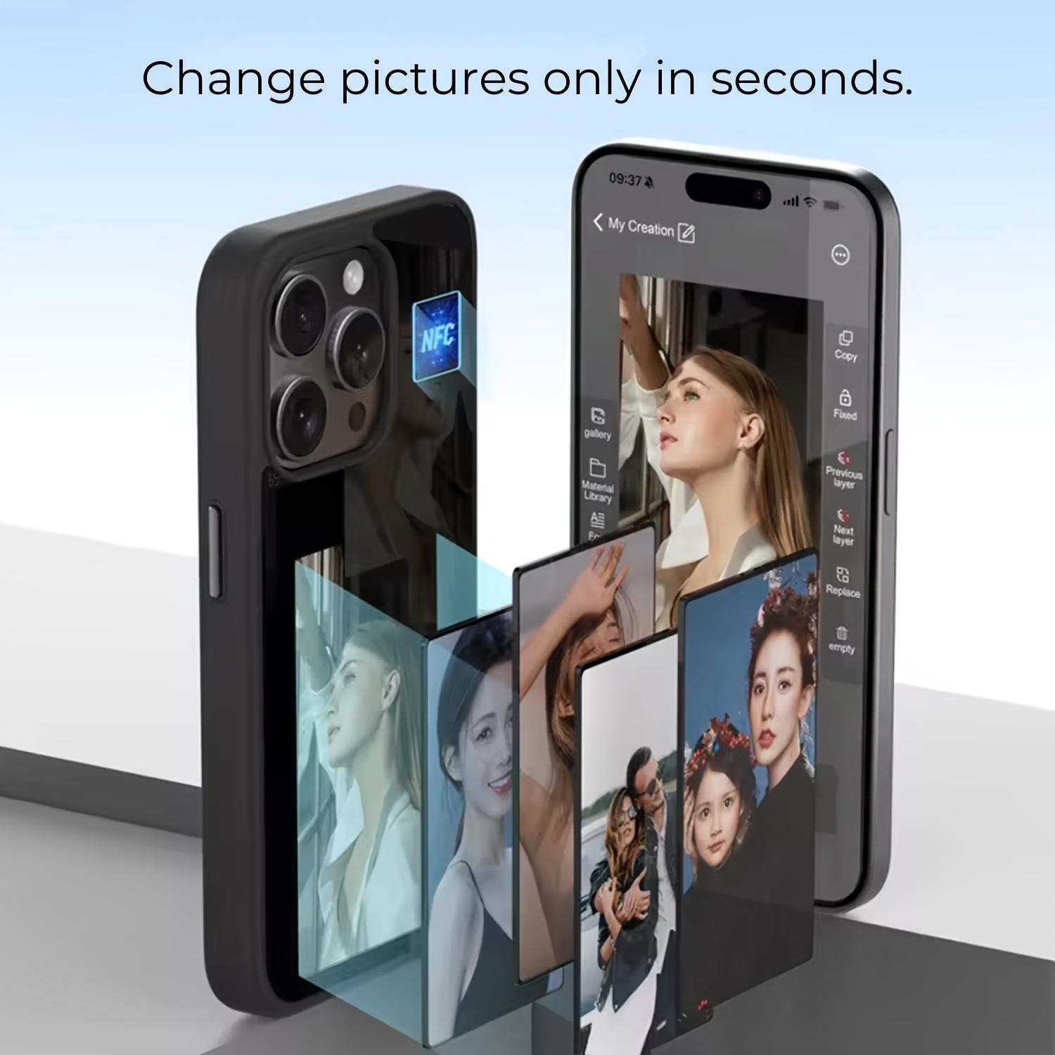 4-Color Ink Screen Projector DIY Protective Phone Case Cover, NFC Smart Screen Projector Phone Case Cover, Al Smart DIY Design Pattern Phone Case Cover for iPhone 11 12 13 14 15 16 17 Accessories