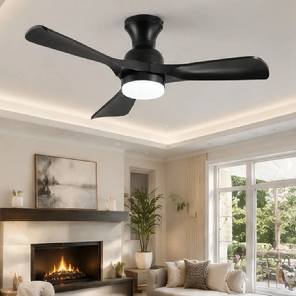 ARCH 41.7" Black Ceiling Fan with Light and Remote, 3 ABS Blades, 6-Speed Reversible DC Motor, Dimmable LED 3000K-6000K, Flush Mount Low Profile for Bedroom Living Room Dining Room Kitchen Indoor Covered Patio, Black Color Options