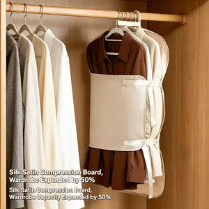 High-Quality Gong Satin Compression Storage Board, Foldable Fabric Dust Cover, Wardrobe Organizer for Coats and Jackets, 1pc