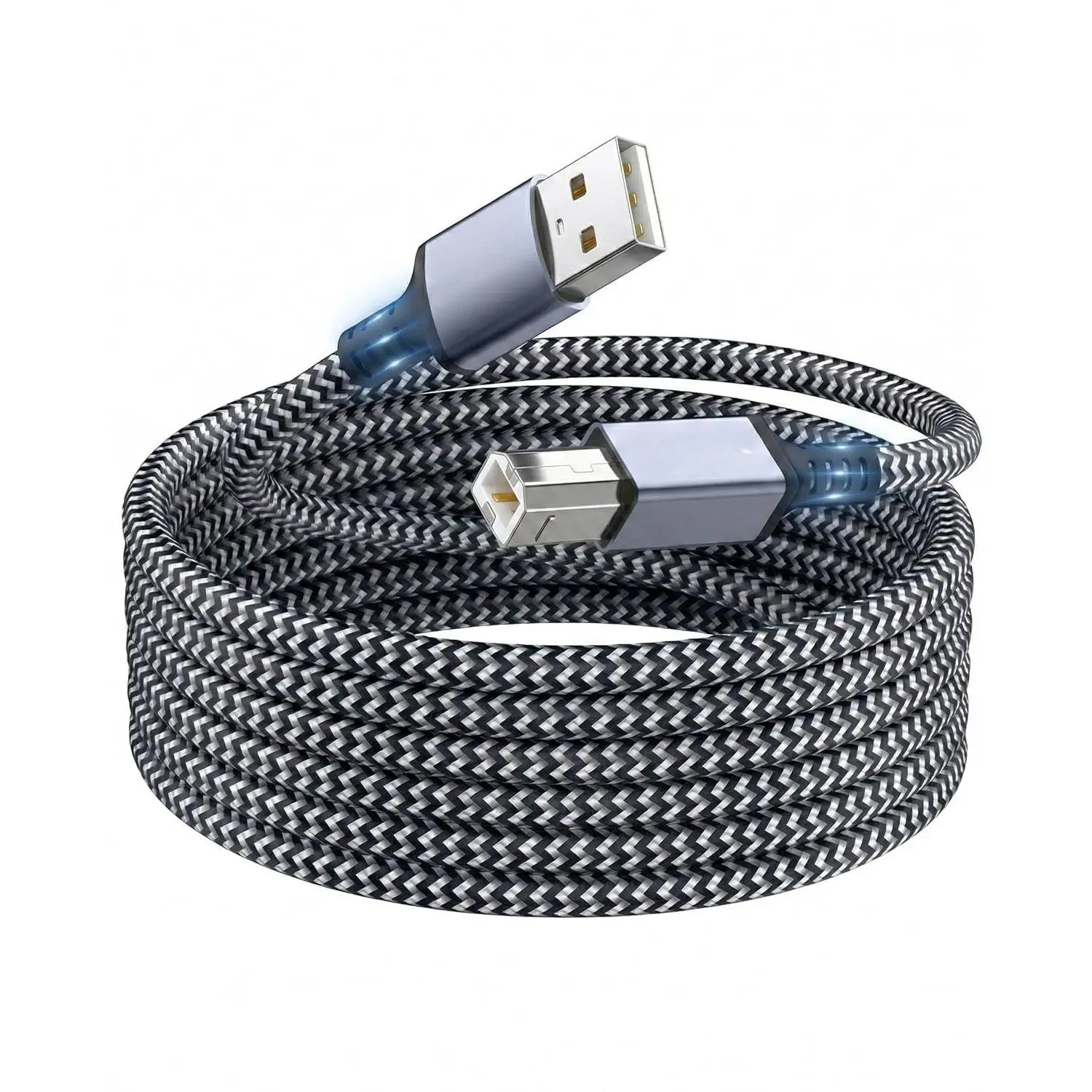 USB 2.0 Printer  4ft, Nylon Braided Type A to B Scanner Cord Compatible with , , Epson,  Devices