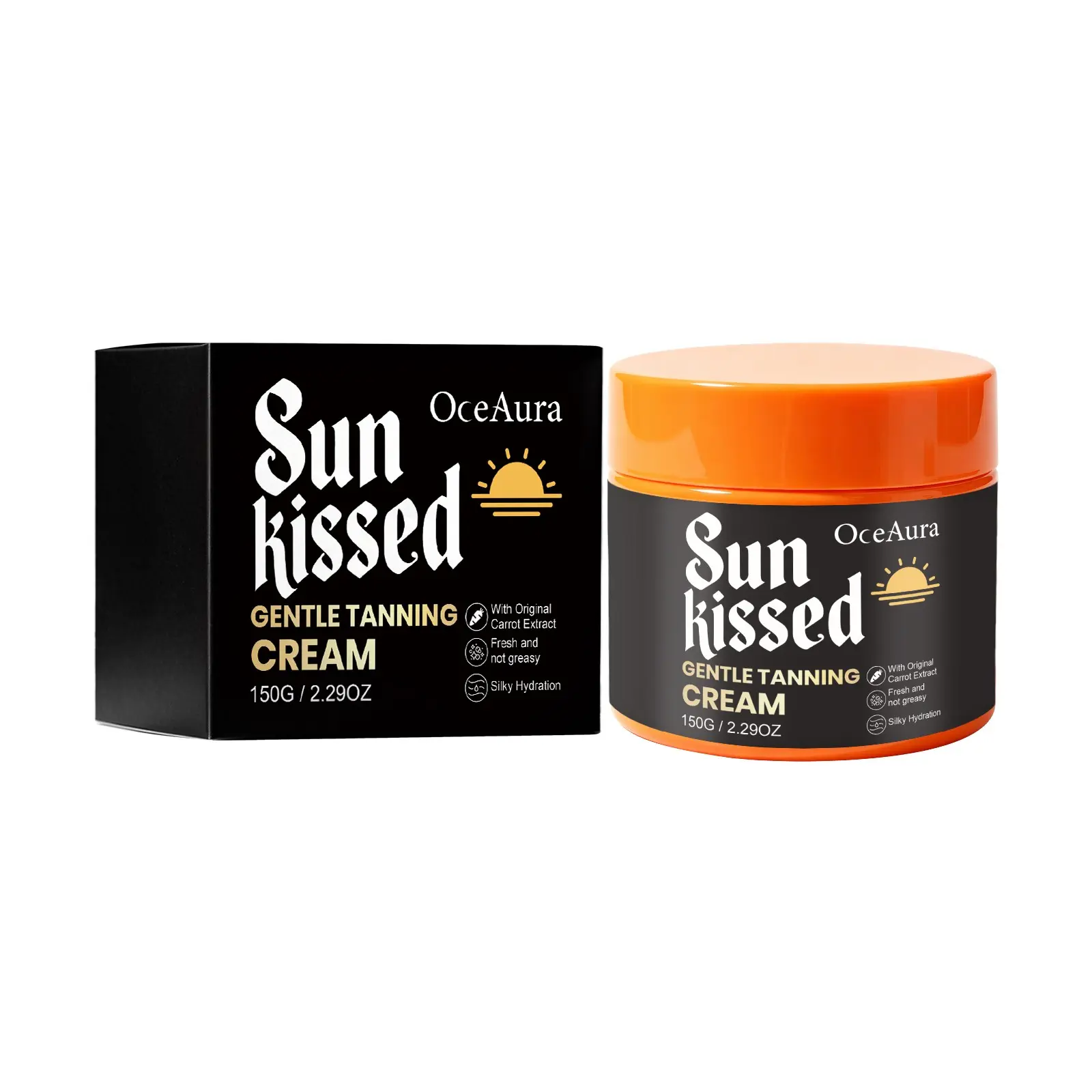 Carrot Oil Tanning Cream with Coconut Oil & Aloe, Natural Self Tanner for Glowing Skin, Gradual Bronzing Moisturizer, Non-Streaky