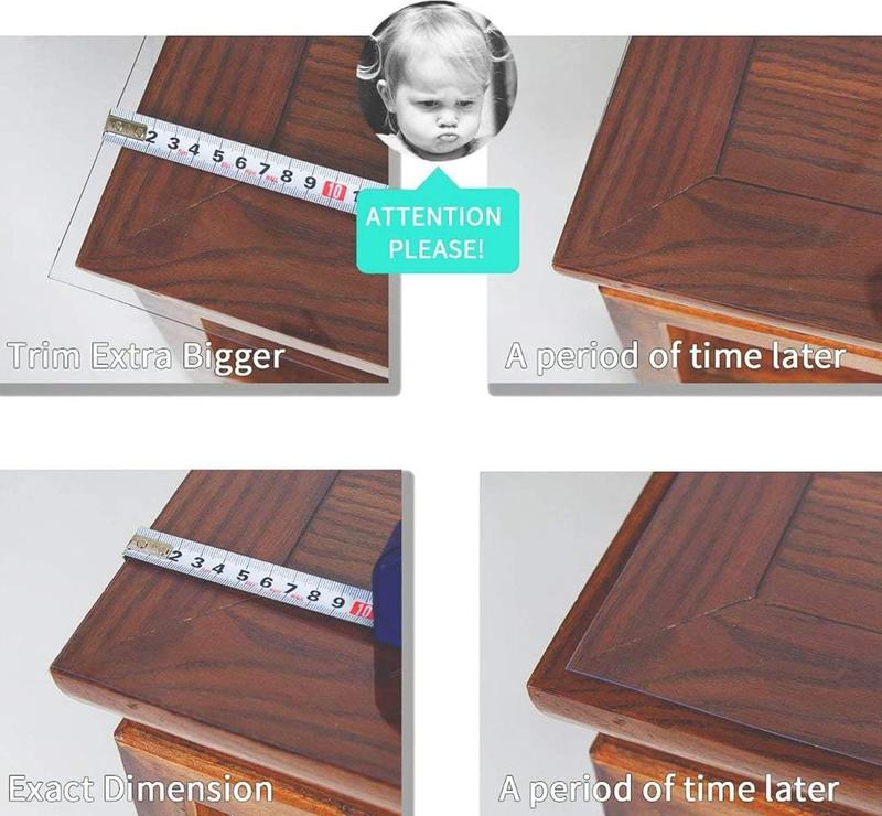 Transparent table cover protector with multiple sizes, 1.5mm, made of high-quality PVC material, non-toxic, tasteless, soft, easy to process and durable, very suitable for wooden, marble, glass tables or table mats