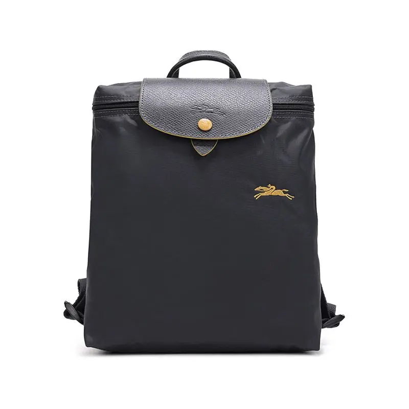Longchamp Le Pliage Club 26 Large-Capacity Lightweight Foldable Nylon Backpack for Women, Metallic Gray