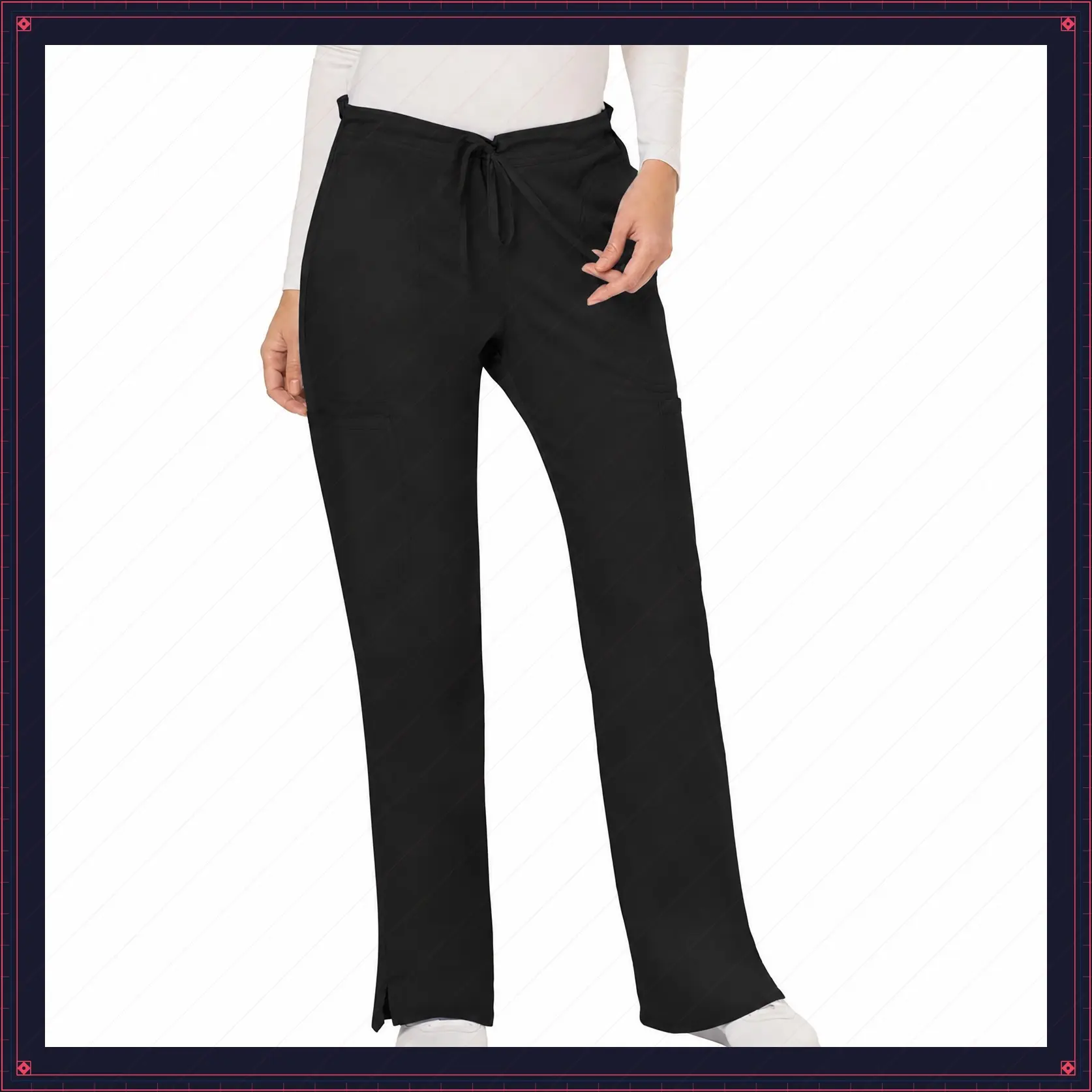 Women's Mid Rise Flare Yoga Scrub Pants, 2-Way Stretch Drawstring Medical Bottoms with 5 Pockets - WW120Gift