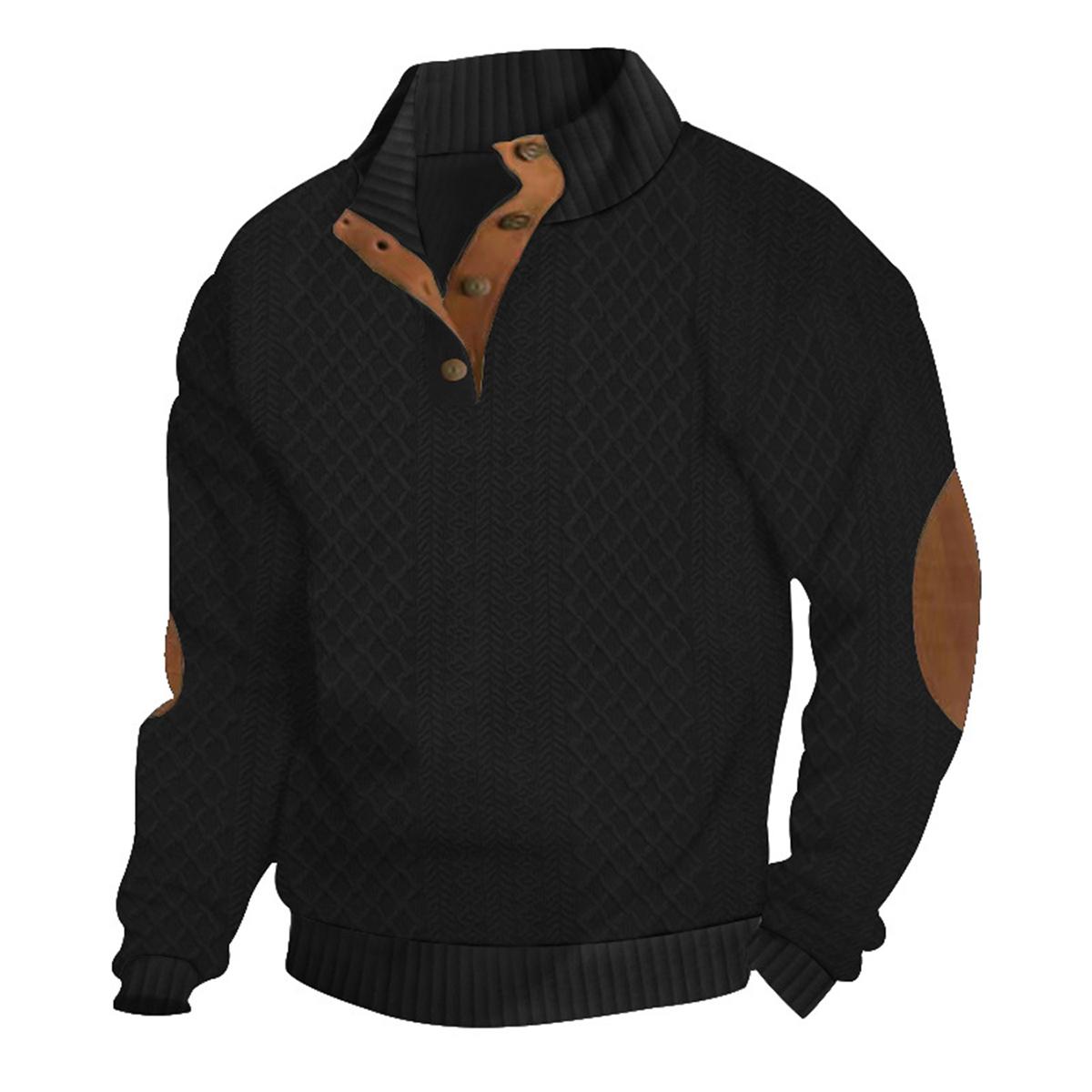 Trendsetting Men's Textured Pullover with Dynamic Splicing Details and a Complex Knit Pattern for Fashion-Forward Style