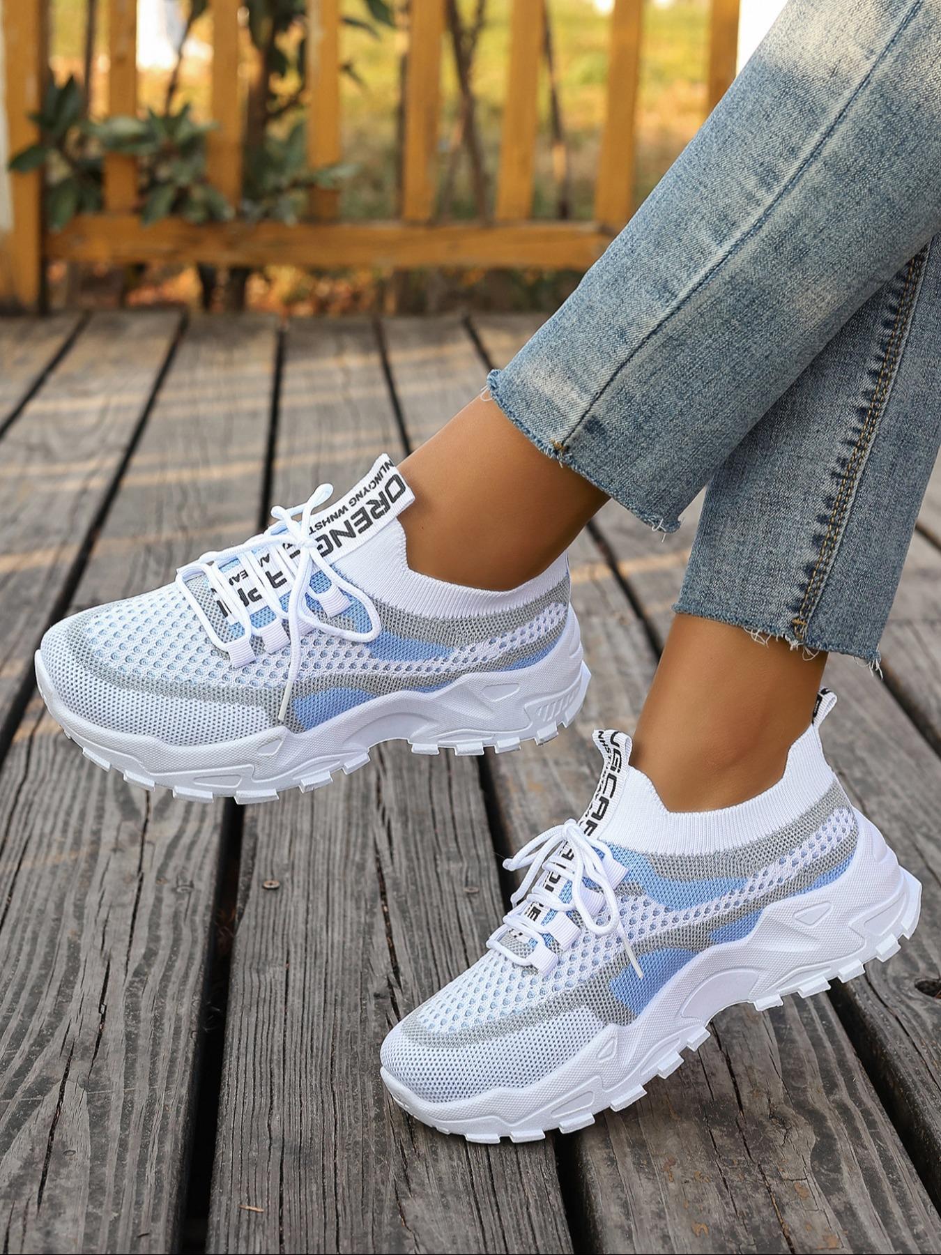 Women's Chunky Platform Mesh Colorblock Sneakers, Casual Sporty Sneakers – Lightweight & Breathable with Pink Gray Accents, Slip-Resistant Sole for Walking & Travel, Athletic Shoes for Teens & Young Adults – School, Errands & Casual Outings