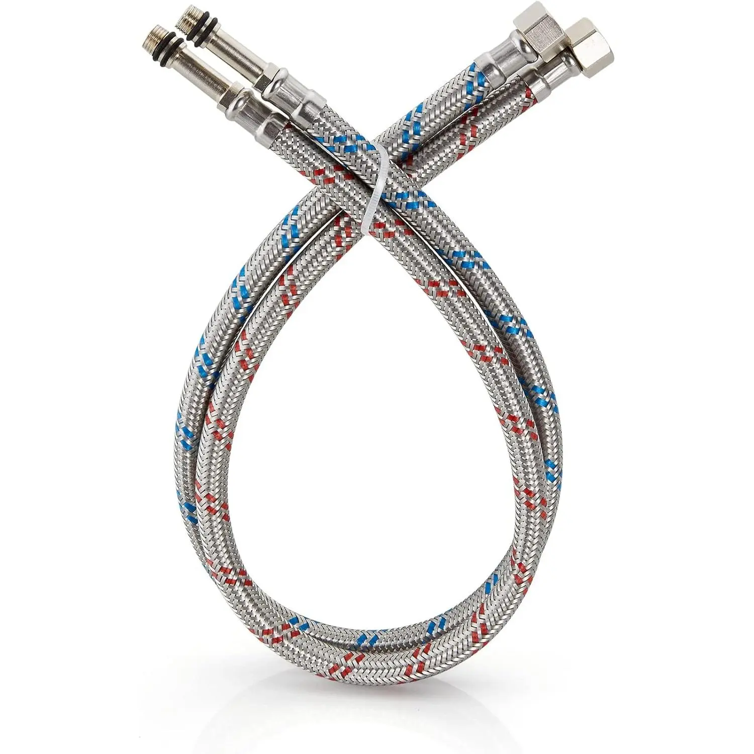32-Inch Long Faucet Water Supply Lines, Braided Stainless Steel Supply Hose 3/8-Inch Female Compression Thread x M10 Male Connector, x 2 Pcs (1 Pair)