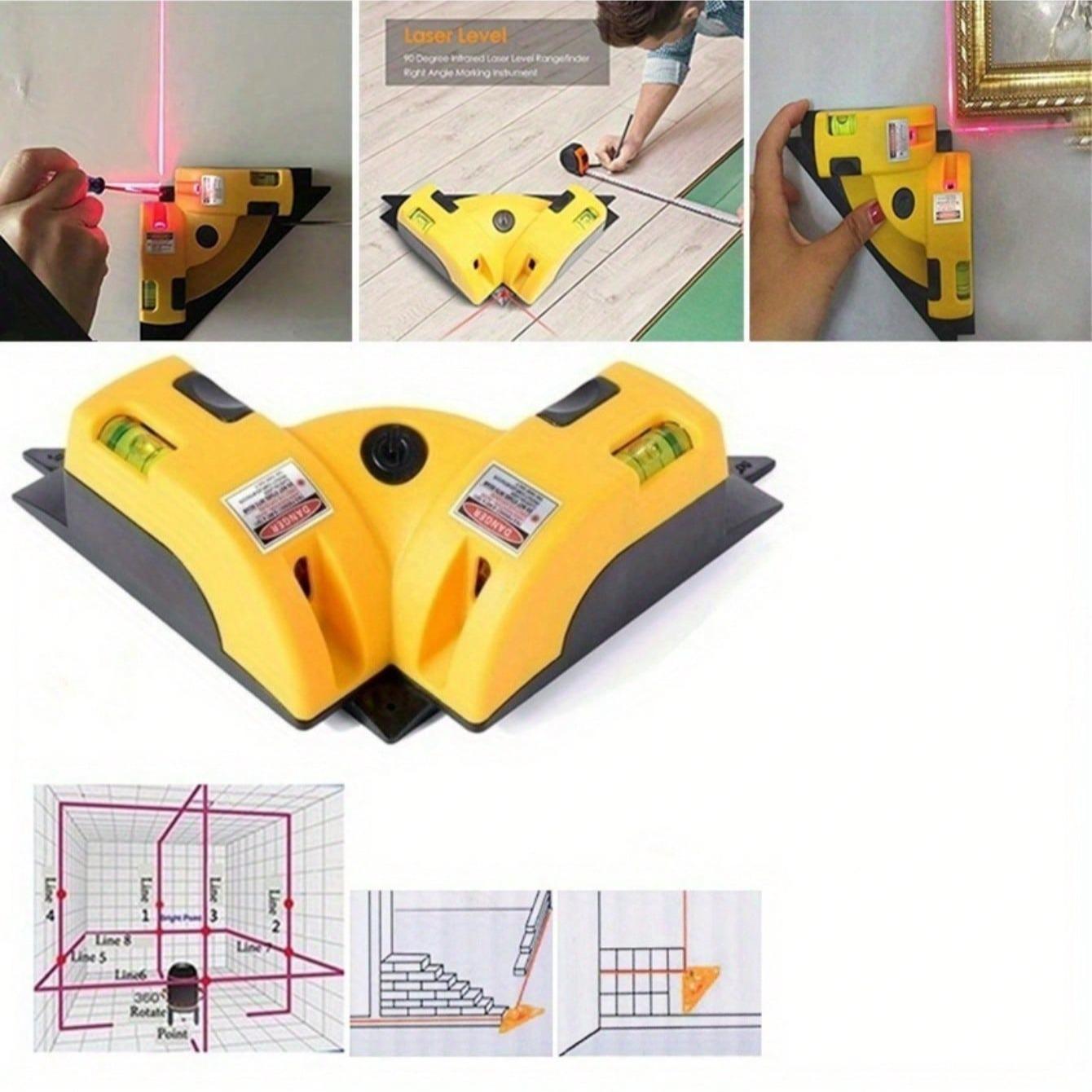 90° Projection Laser Level, High Precision 90° Projection Laser Level, Self-leveling, Precise Right Angle Measurement, Laser Level Tool, Yellow