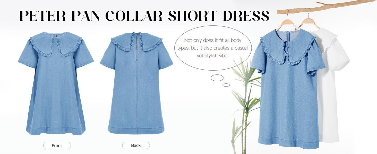 Imily Bela Womens Summer Denim Mini Dress Oversized Peter Pan Collar Short Sleeve Casual Flowy Babydoll Jean Dresses SpringStatements Imily Bela Womens Summer Denim Mini Dress Oversized Peter Pan Collar Short Sleeve Casual Flowy Babydoll Jean Dresses SpringStatements