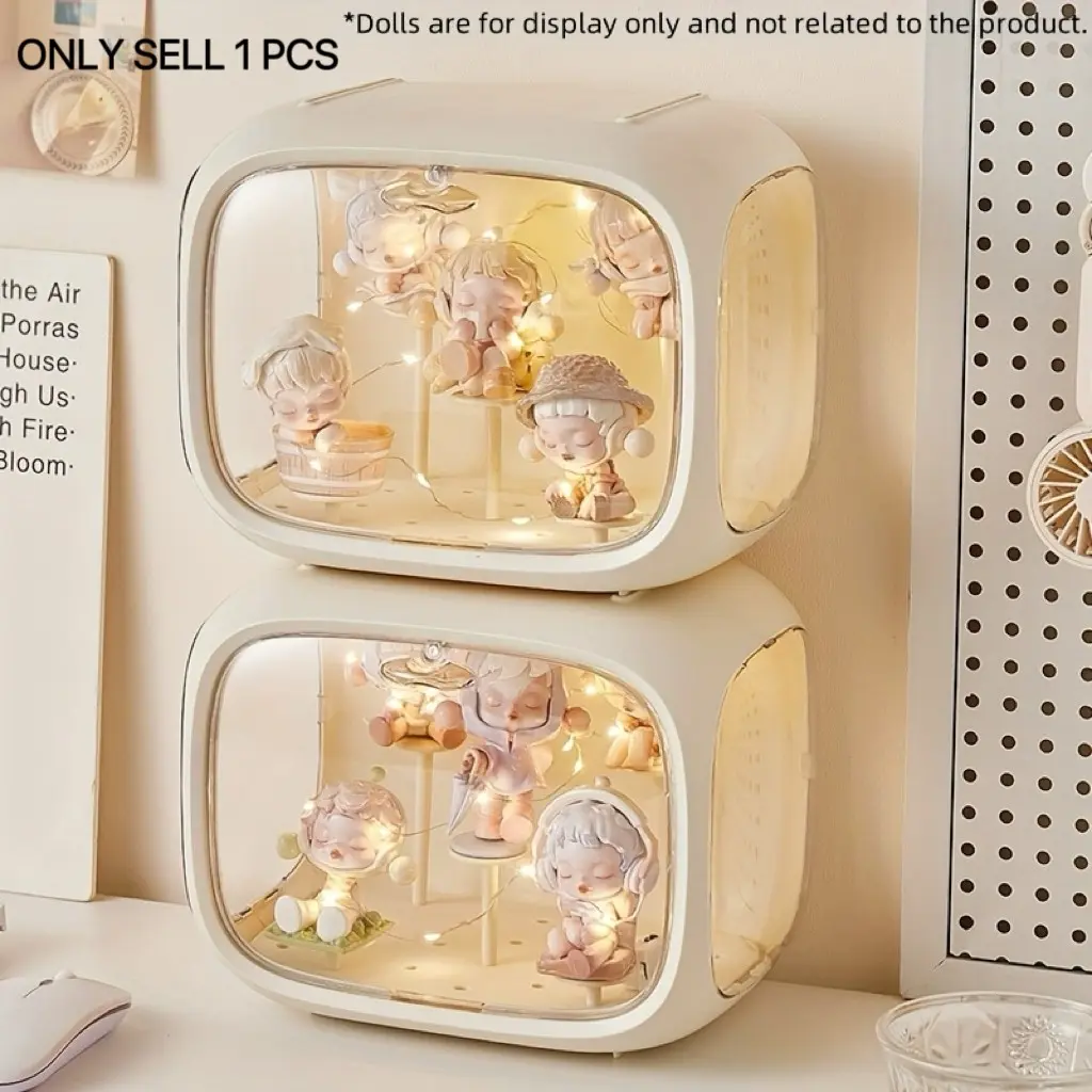 Large Wall-Mounted Doll Display Box, Collectible Box, Doll Storage Container, Stackable Storage for Small Figurines, Transparent Compartments, Space-Saving, Ideal for Christmas Gifts