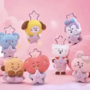 10CM Anime Cartoon BT21 COOKY SHOOKY Plush Toy Y2K Creative New Backpack Keychain Plush Toy Pendant Decoration Gift for Girls