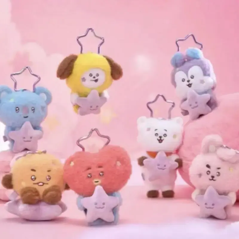 10CM Anime Cartoon BT21 COOKY SHOOKY Plush Toy Y2K Creative New Backpack Keychain Plush Toy Pendant Decoration Gift for Girls