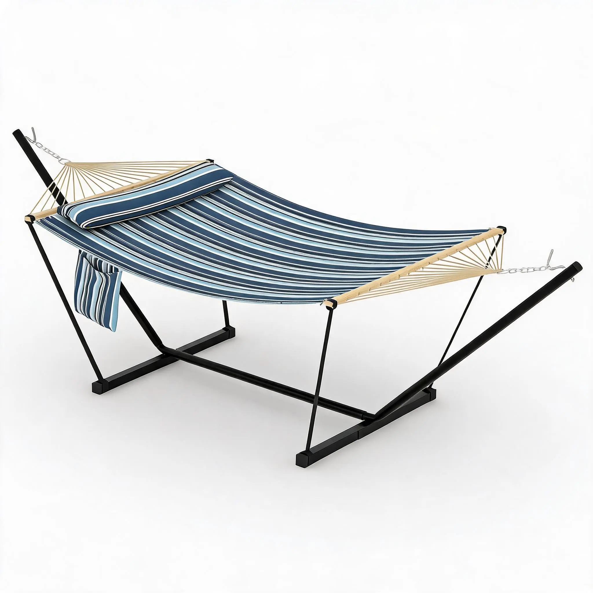 Hammock with Stand for Outside & Portable Use – Heavy Duty Outdoor Double Hammock with Stand, 2-Person Adjustable Steel, Max 450LBS for Patio, Garden, Beach & Backyard