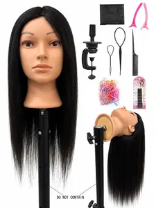 Traininghead 21 Inch Female Hair Styling Mannequin Head, 100% Human Model Head, Free Clip Included, Beauty Trainer Doll Head