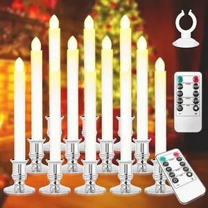 Window Candles 12 Pack  Operated with Timer, Flameless, 2 Remote Controls - Christmas Window Lights, Removable  Holder and Suction Cup for  Decorations
