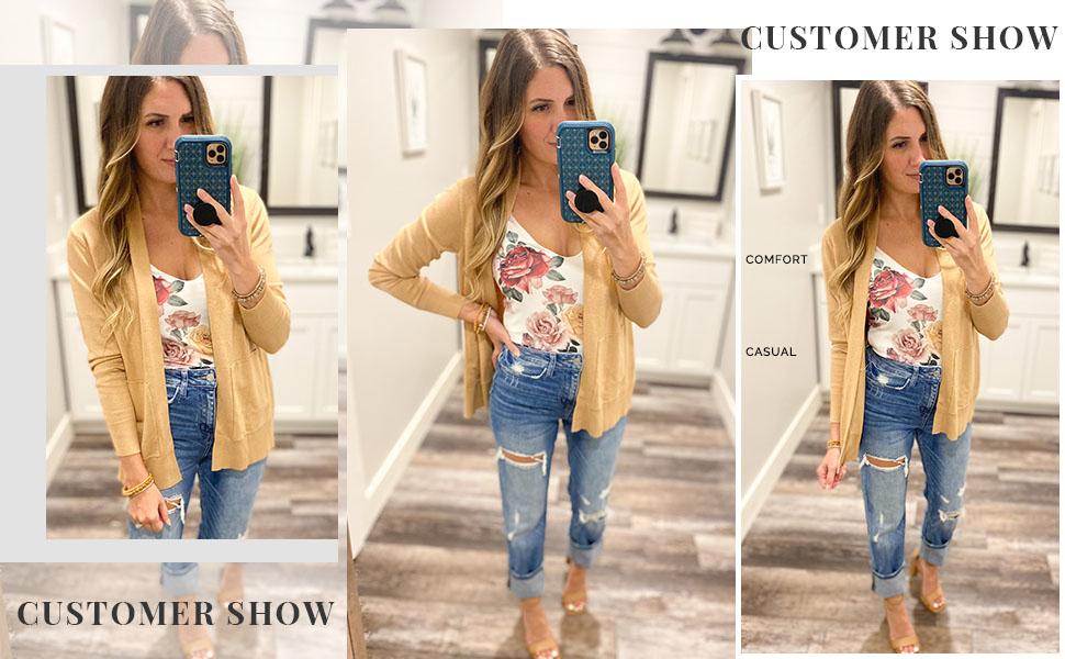 Yousify Womens Cardigan Sweater Long Sleeve Open Front Knit Cardigan Sweater with Pockets Yousify Womens Cardigan Sweater Long Sleeve Open Front Knit Cardigan Sweater with Pockets