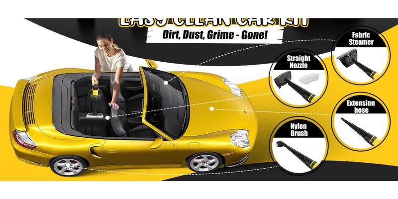 99% Sterilization Handheld Steam Cleaner with 10 Attachments - High-Pressure, Fast Heat-Up for Cars, Grout, Bathrooms, Upholstery - Large Tank, Safety Lock, No Chemical Residue, Includes Nylon Brushes & Squeegees, Steam Cleaner for Car