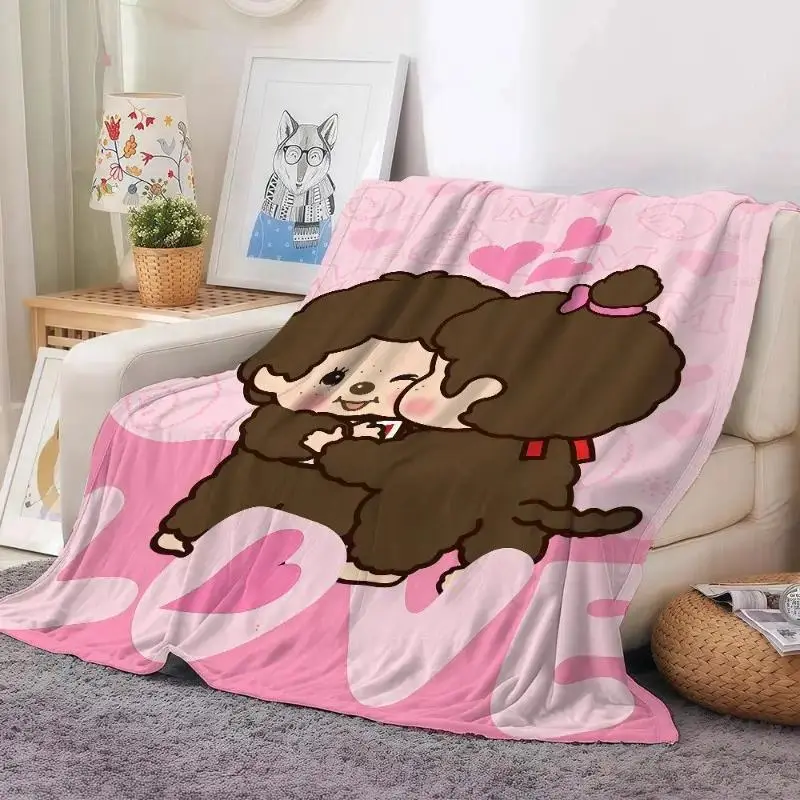 M-Monchhichi Cute Character Blanket - Warm, Soft, Playful Look, Machine Washable, Unisex Home/Travel Blanket for Bedroom, Sofa Use