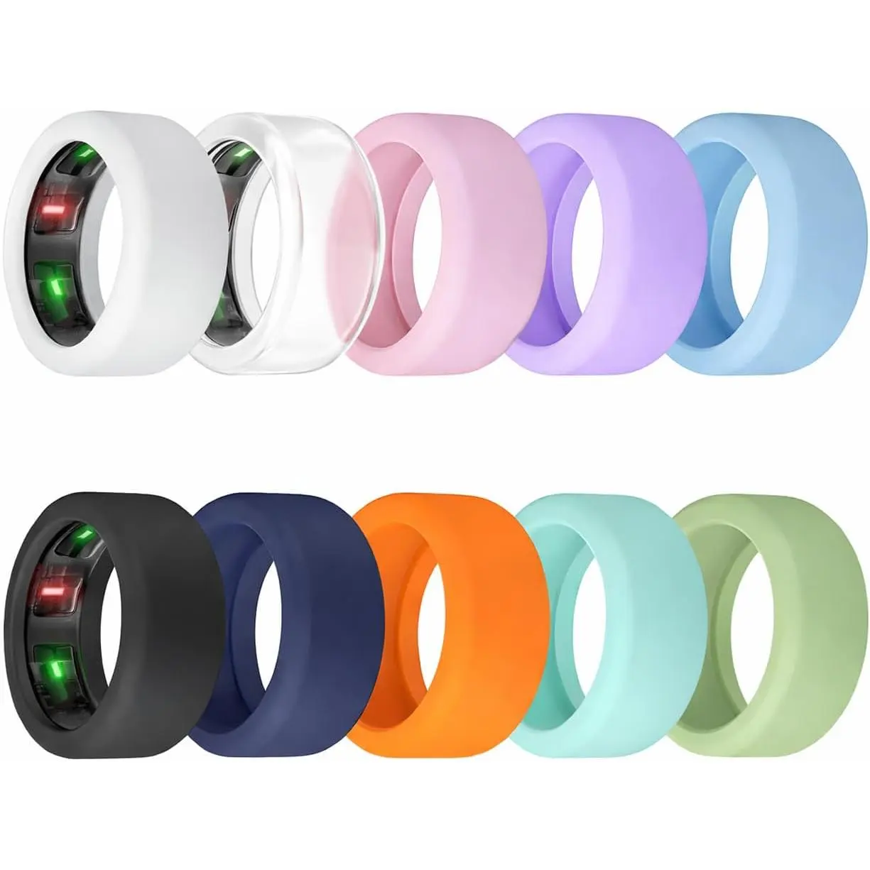10 Pack Ring Cover Compatible with Oura Ring Gen 4/4 Ceramic, Gen 3, Anti-Scratch Elastic  Protector Case for Men Women Working Out Gym,Sizes S (5,6,7,8,9), Multicolor