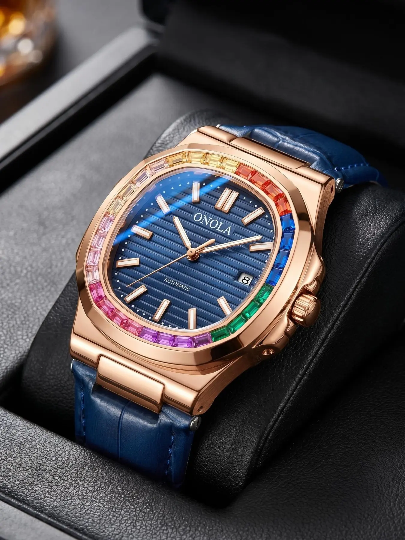 Luxury Onola Automatic Wristwatch, High Quality Watches, Business Casual 30m Waterproof Mechanical Men's Watch, Stainless Steel Case, Analog Face, All Seasons, Elegant Watch
