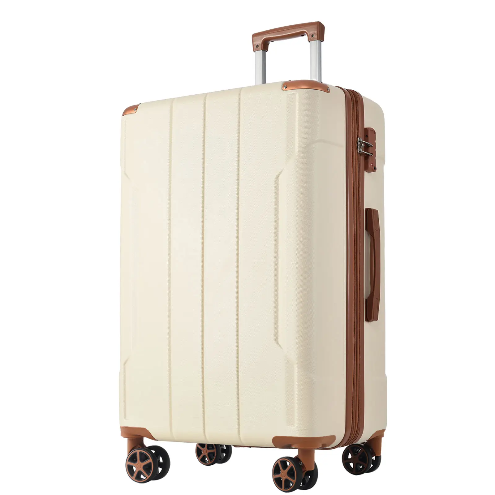 ARCH 28-Inch Expandable Hardshell Checked Luggage Suitcase, Lightweight Durable ABS, Double Spinner Wheels, White Brown, Travel Bag for Vacation & Business Trips, Large Capacity Packing Organizer (Home Supplies, Home Organizers, Storage Boxes & Bins), Dou