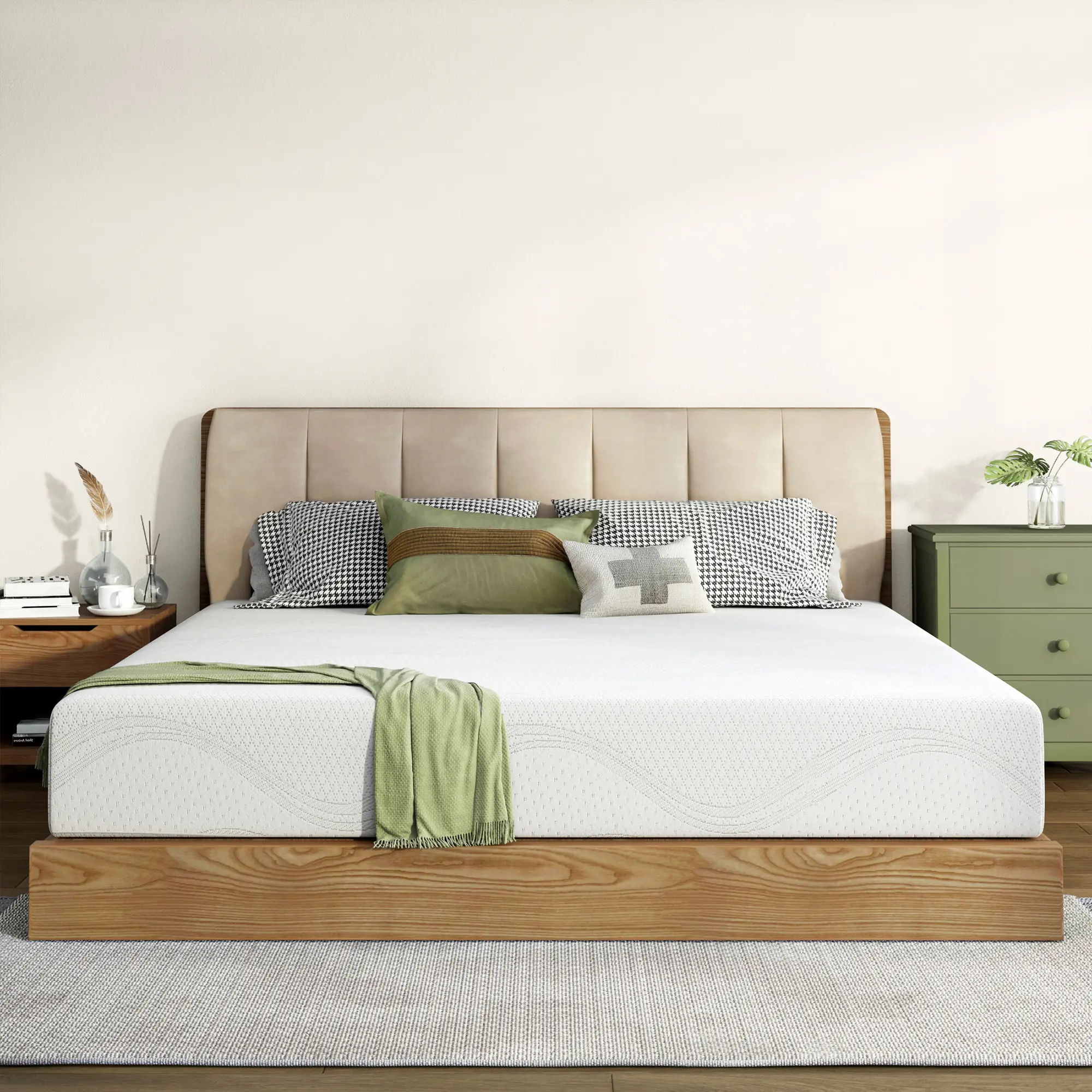 ARCH Queen Size 10 Inch Memory Foam Mattress, Cooling Green Tea Gel Infused, CertiPUR-US Certified, Medium Firm Bed Mattress for Back, Side, Stomach Sleepers, Removable Washable Cover, Bedroom Guest Room Dorm, White, White Color Options