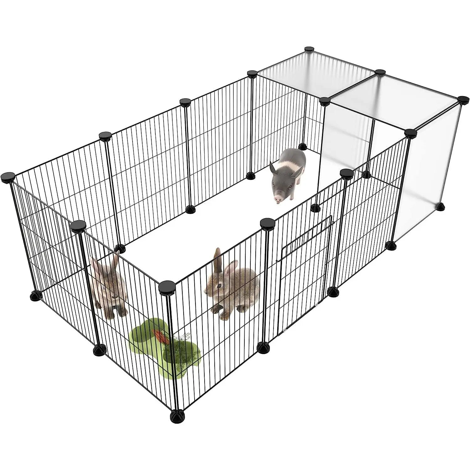 Playpen,Small  Cage DIY Wire Portable Yard Fence with Door for Indoor/Outdoor Use,Puppies,Kitties,Bunny,Turtle 48" x 24" x 16"