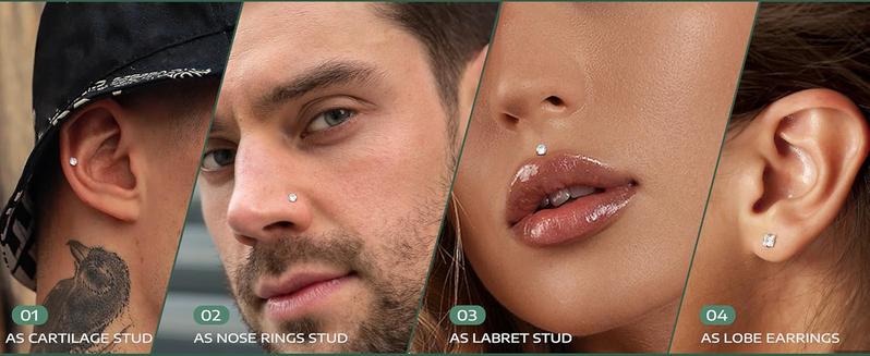 MILACOLATO 316L 2-6pcs Stainless Steel 16G 3mm CZ Inlaid Lip Rings Labret Monroe Nose Studs Helix Earring Piercing, 6mm 8mm 10mm Bar Length Available MILACOLATO 316L 2-6pcs Stainless Steel 16G 3mm CZ Inlaid Lip Rings Labret Monroe Nose Studs Helix Earring Piercing, 6mm 8mm 10mm Bar Length Available