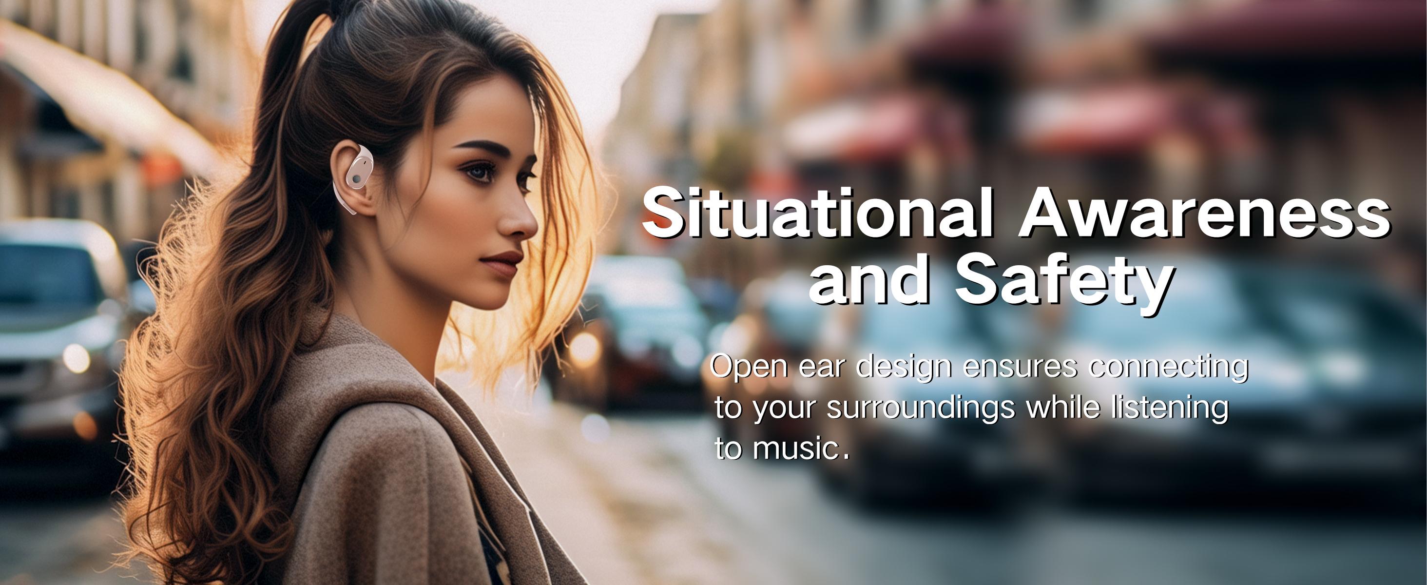 Open Ear Headphones , TUINYO S07 True Wireless Earbuds With Bluetooth V5.4，Fast Charging,35Hrs Playtime, Waterproof for Sports, Driving, Office Headset Long Battery Life