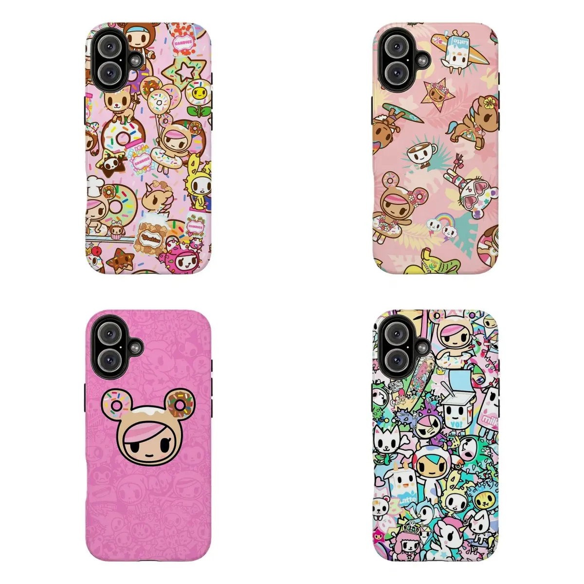 Tokidoki Donut Characters Collage Phone Case,for iPhone 16 15 14 13 12 11 17Pro Max,for Samsung S25 S24 S23 S22 Ultra,Gifts For Fans, Phone Accessories