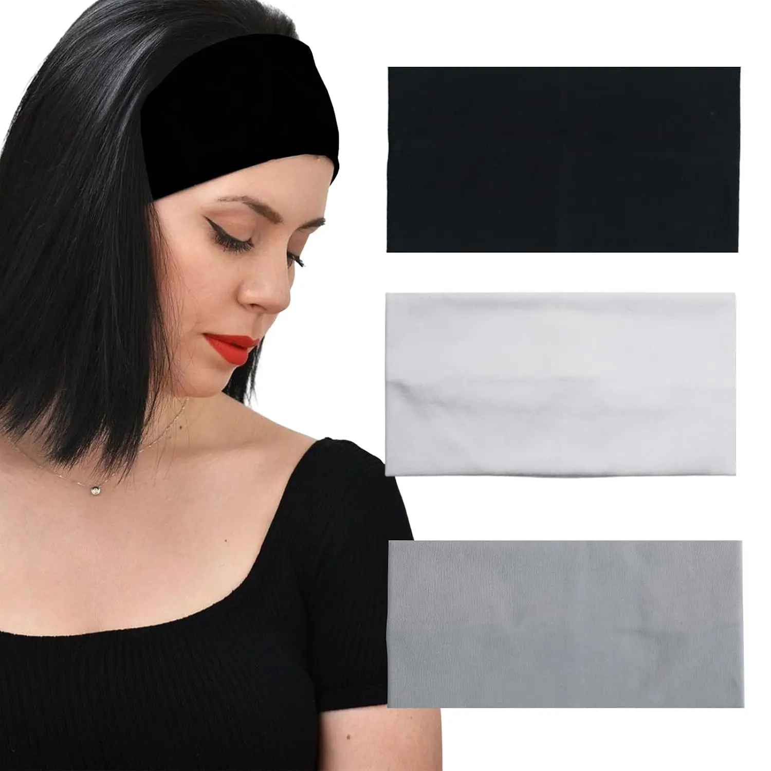 Headbands for Women 3 count Wide  Headband Non-slip Stretchy Elastic  Wrap Holder Hair Accessories