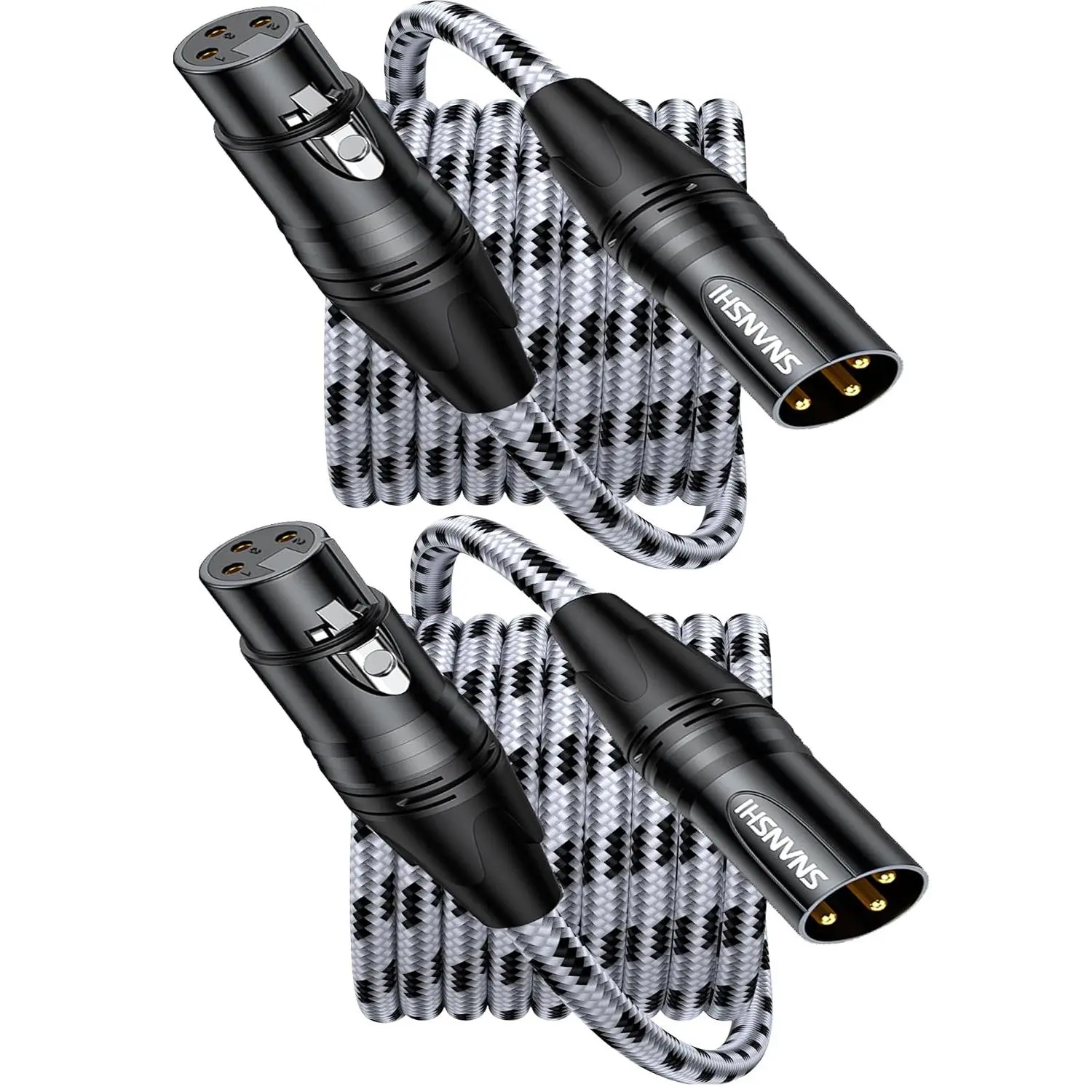 2-Pack XLR  6.6ft, Professional Microphone  Male to Female, 22AWG -Free Copper Balanced XLR Cord, -Plated 3-Pin Mic Wire for Shure SM7B, Podcast, Mixer, Studio Recording