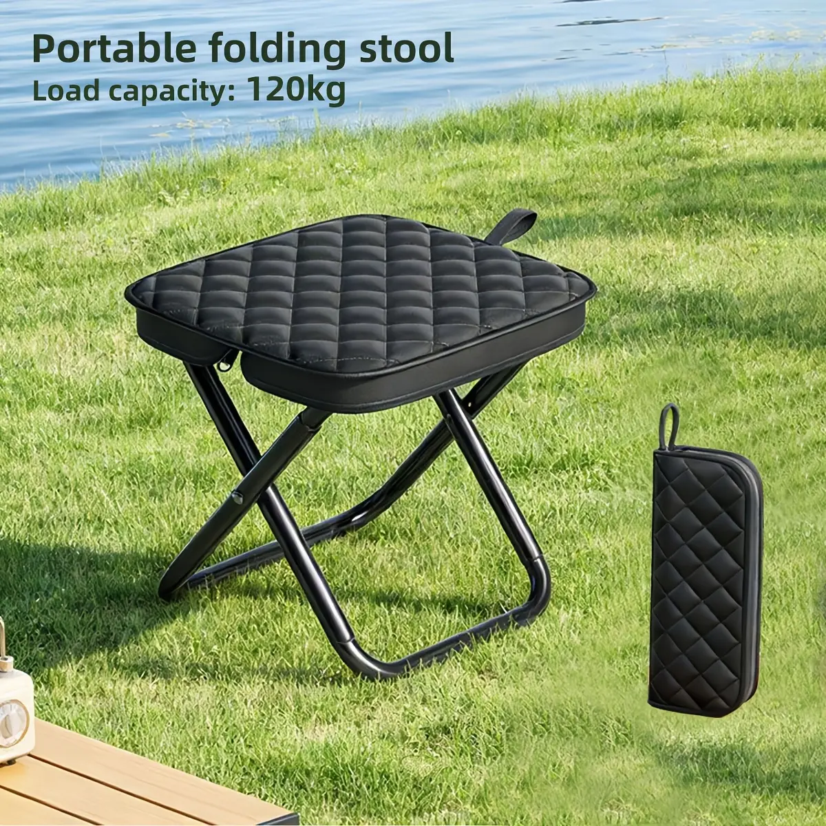 1 Folding Stool-Bench, Portable and Foldable Outdoor Leisure Seat, 600D Oxford Fabric, Camping and Fishing Bench, Queue Waiting Seat, Suitable for Outdoor Leisure and Entertainment