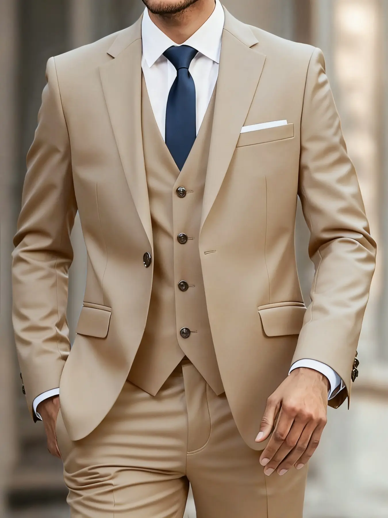 Men's Gala & Party Formal Suit Single Breasted Slim Fit Solid Three-Piece