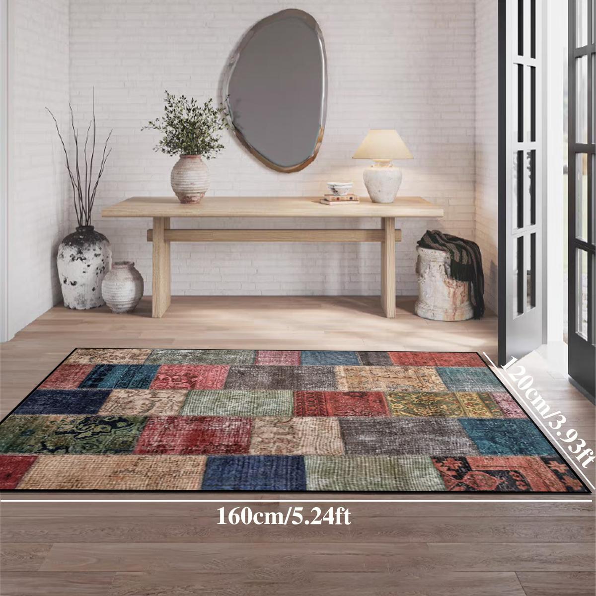Vintage Boho Style Rug, 1 Count Non-slip Washable Soft Floor Mat Bedroom Carpet, Christmas 2024 Ornament, Room Decor, Boho Floral Rug, Decorative Turkish Rug for Home Living Room Bedroom Study Room, Home Decor, Christmas Gift Ideas