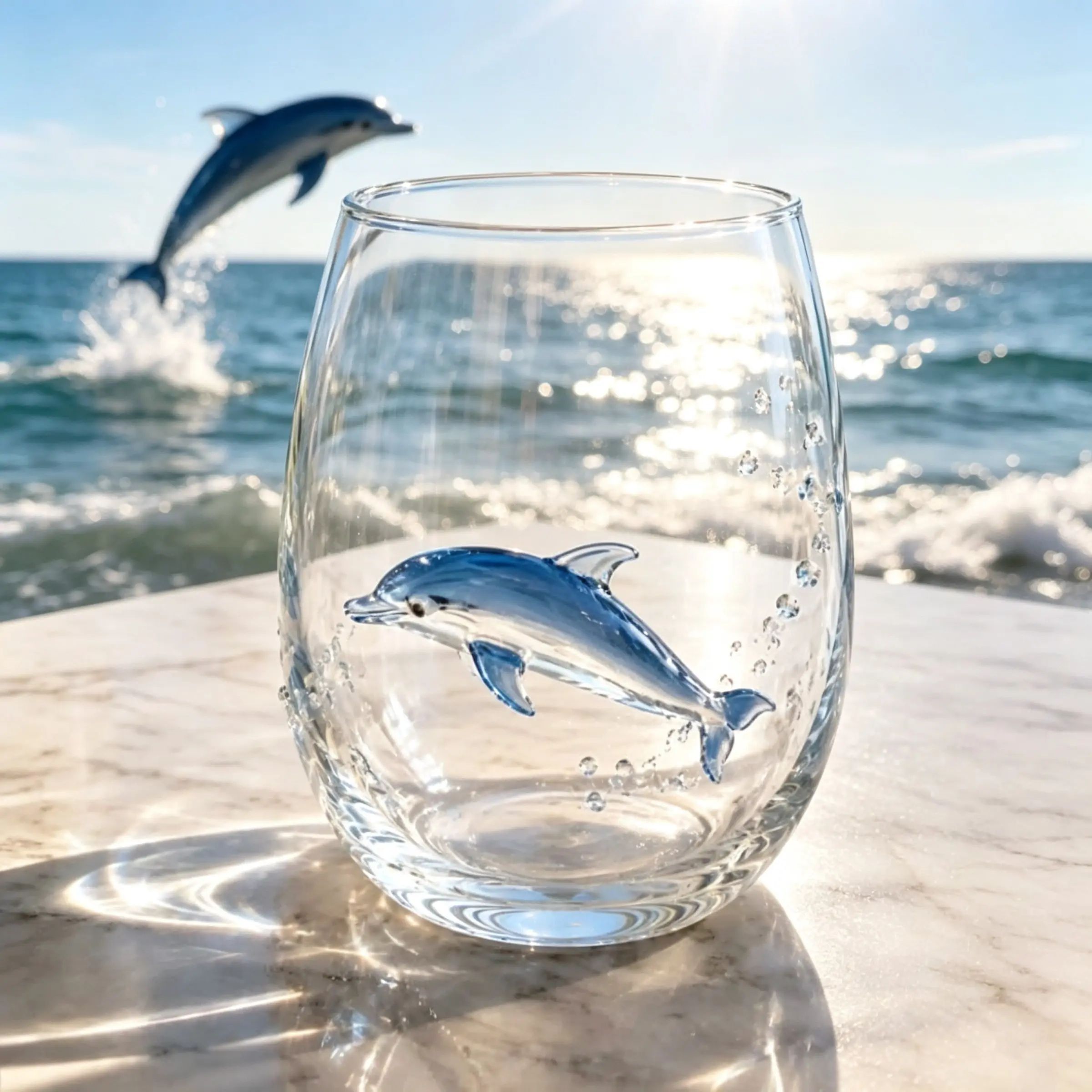 Assorted Ocean‑Themed Stemless Aesthetic Glass Tumbler Cups, 3D Effect Sea Animal Wine Glasses With Octopus Turtle Seahorse Shark Jellyfish Crab Whale Design, Eye‑Catching Drinkware For Table Decor And Unique Marine‑lovers Gift