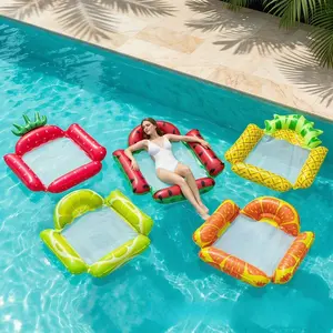 2Pcs fruit inflatable pool lounge floats with free air pump, foldable backrest & 4-tube structure. Fit pool, beach and lake, random styles, ideal summer water relaxation gift for family and friends.