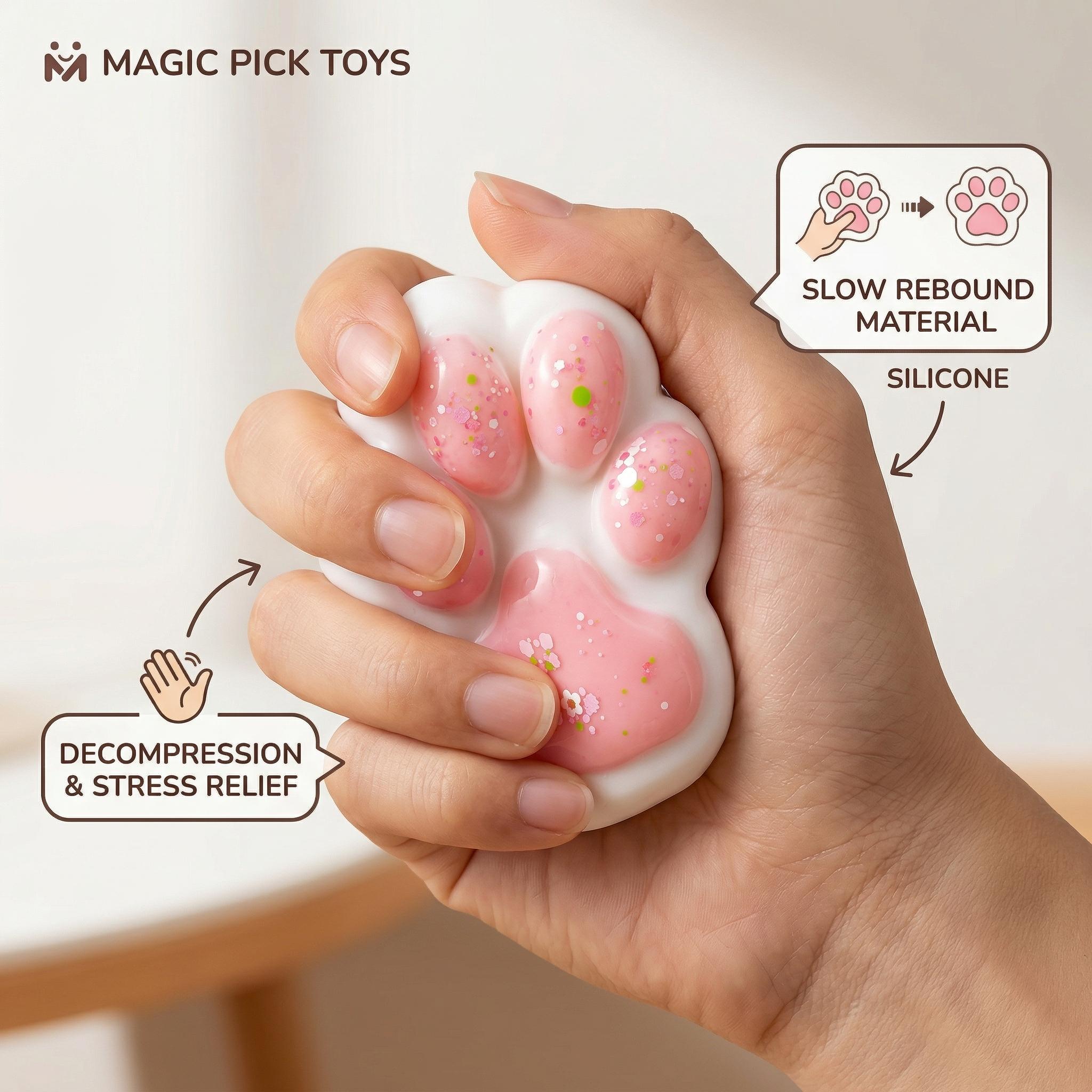 Final Sale | Creamy Pink Cat Paw Squishy - Food-Grade Silicone Slow-Rising Rebound Squishy Fidget Toys for Stress Relief - Soft Squeeze Toys with Thick Creamy Slime Texture, Handmade Non-Toxic Sensory Toys