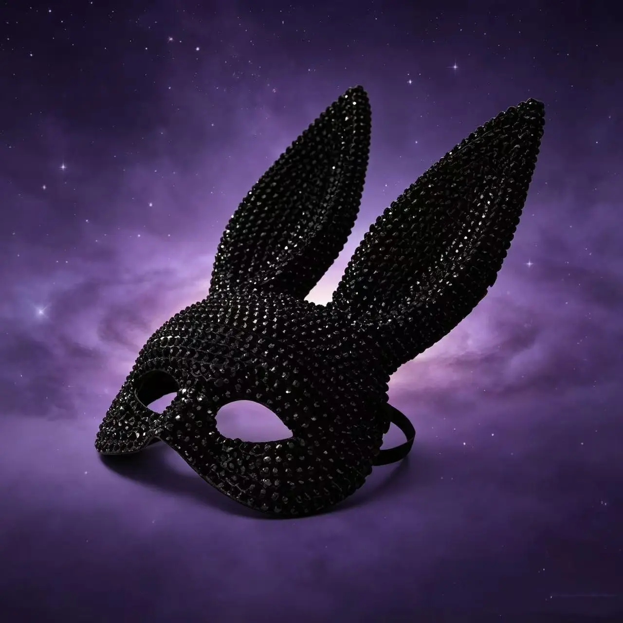 Elegant Rhinestone Long Rabbit Ear Mask, Animal Mask, Halloween Party Sexy Diamond Rabbit Face Mask, Cosplay Ball Festival Decoration, Dance Party Props, Accessory