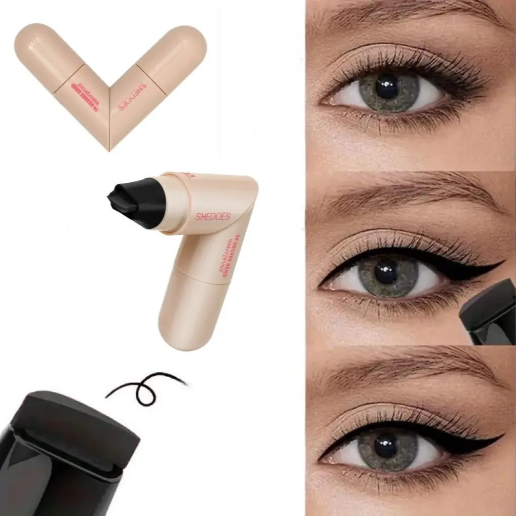 Heart-Shaped Eyeliner Pen, Waterproof Sweatproof Long-Lasting Bendable Lazy Eye Liner Stamp Pen, Two Colors