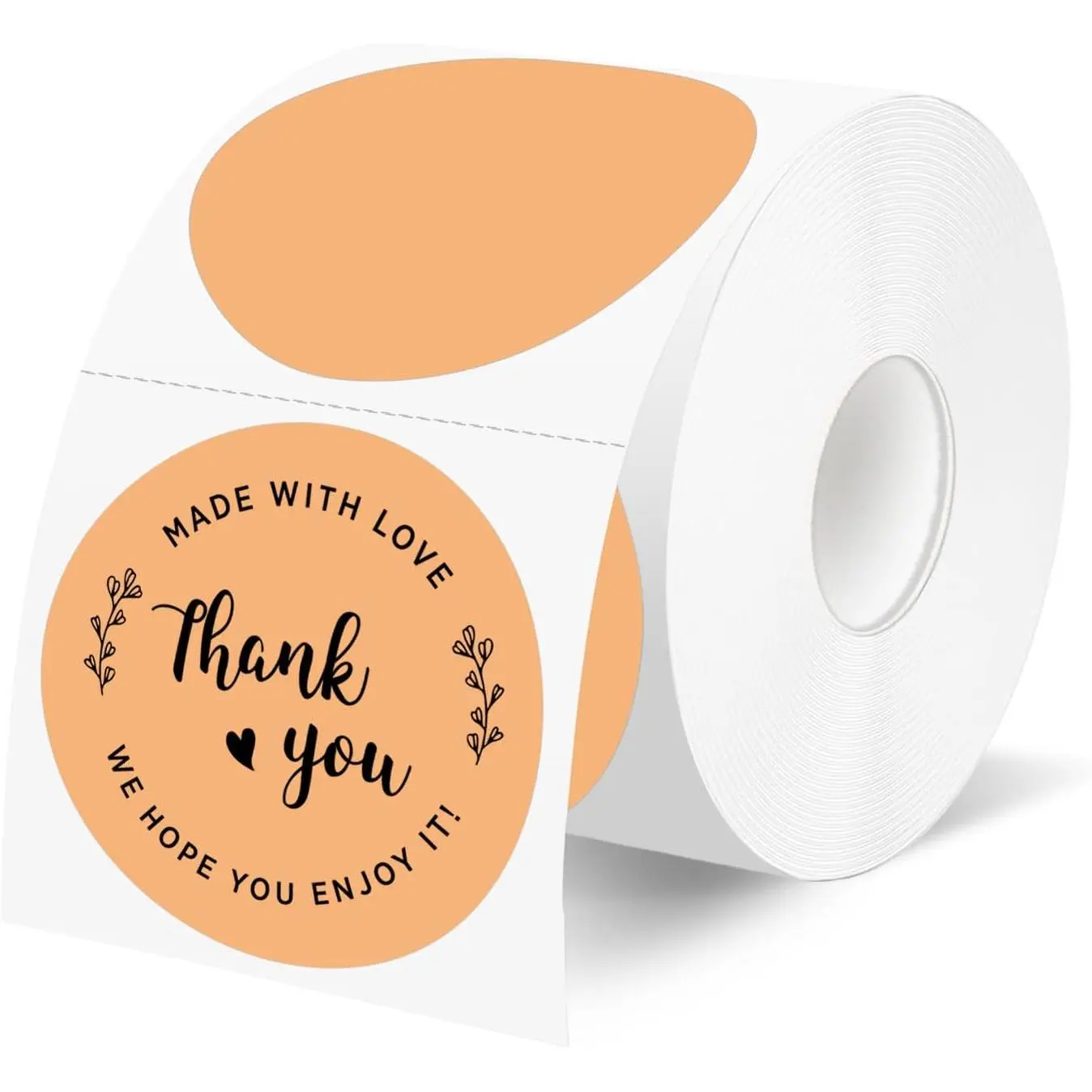 500 Labels/Roll 2" Apricot Round Thermal Labels,  Circle Blank Thermal Sticker Compatible with Direct Thermal Label Printers for DIY Logo Designs, Thank You, Small Business