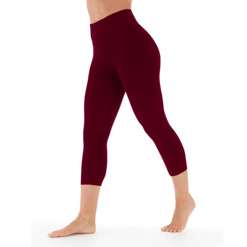 High Waisted Yoga Capris Butt Lift Tummy Control Quick Dry Slim Fit Workout Athletic Leggings