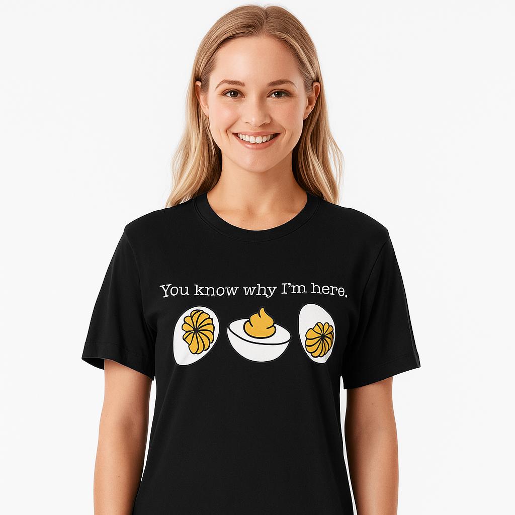 Retro Thanksgiving Dinner You Know Why I'm Here Deviled Egg T-Shirt