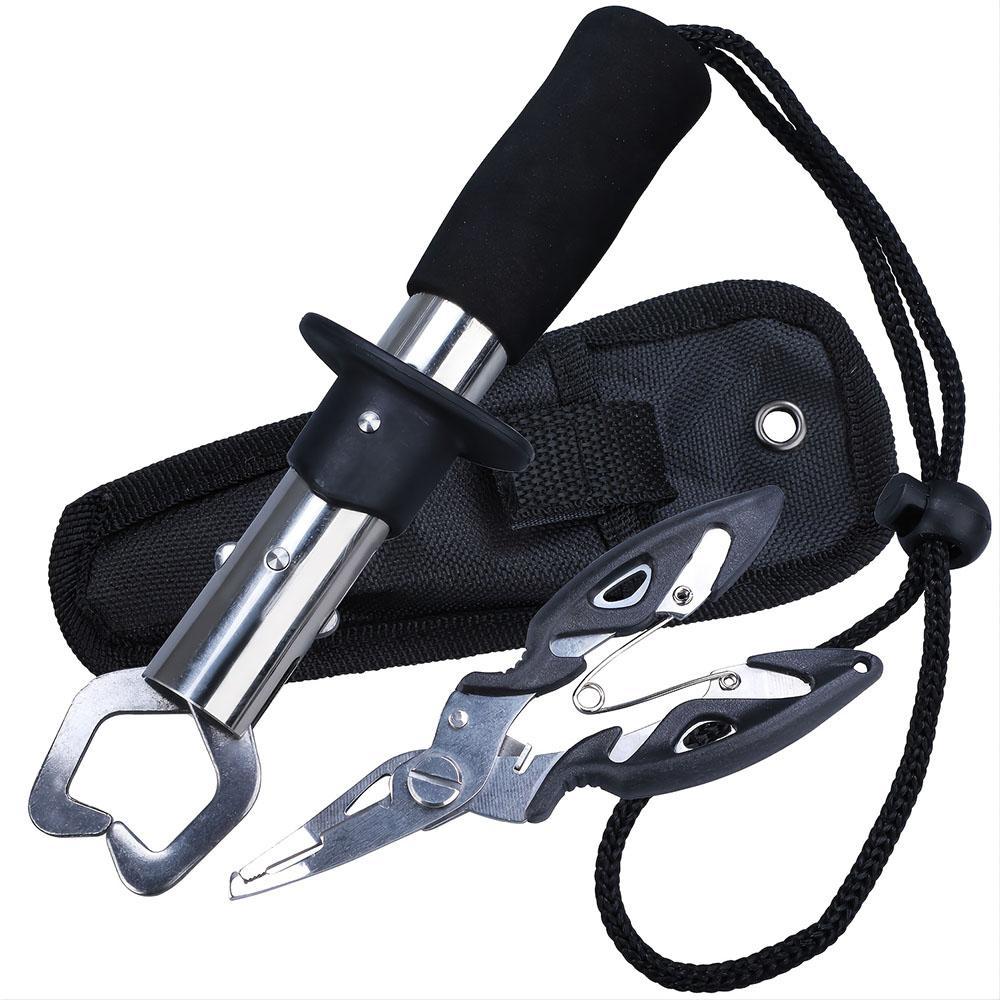 Stainless Steel Fishing Gripper with Storage Bag, Fishing Plier with Lanyard & Bottle Opener, Fishing Tool for Outdoor, Fishing Accessories Kit