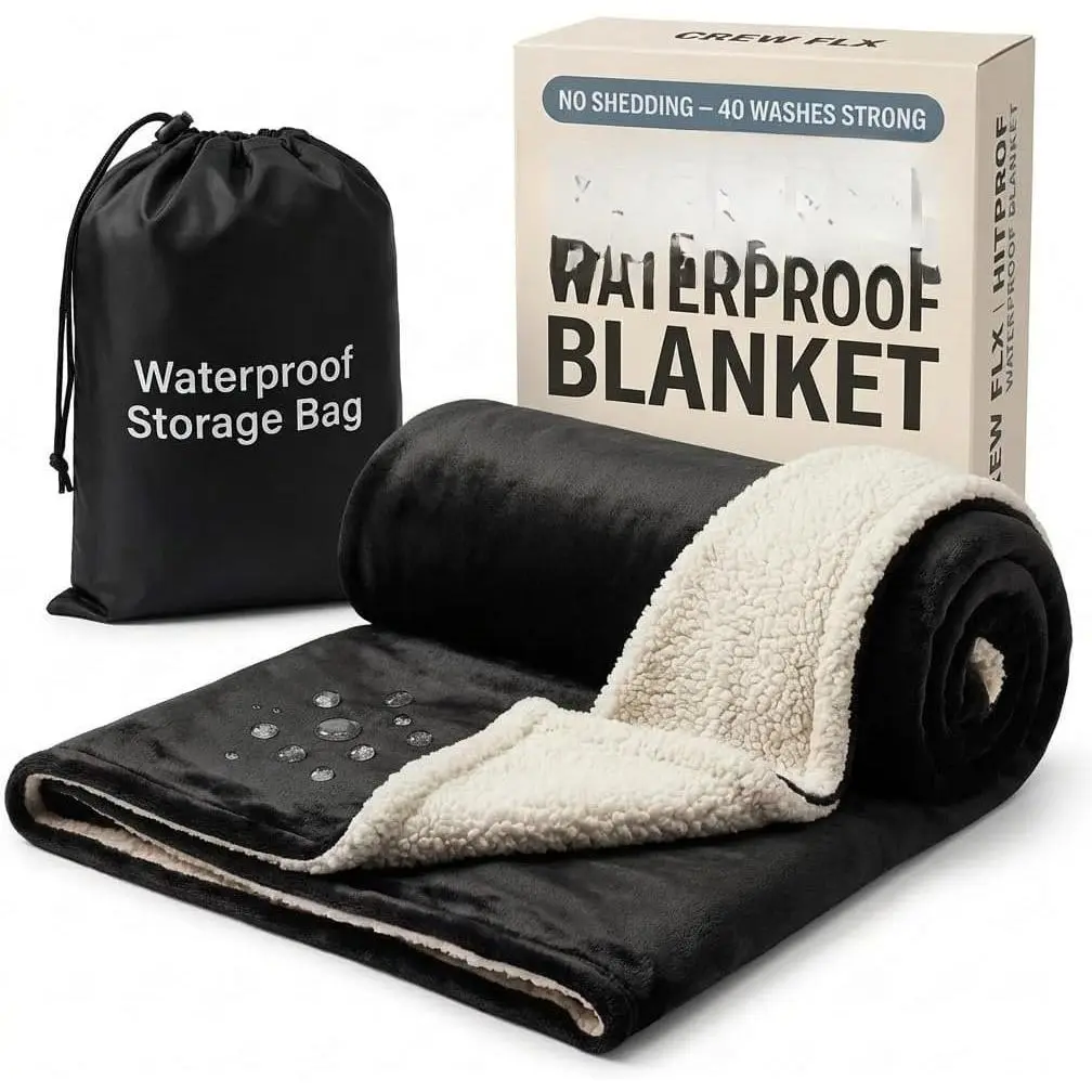 Blanket for Bed Intimacy (40" x 60" Small), Reversible Fleece | Sherpa Throw, Water Proof Blanket TPU Stain Proof Couch Furniture Cover Large  Bed Cover- Black